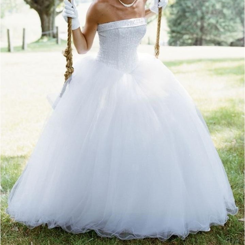 David’s Bridal Tulle Dress w/Corseted Satin Bodice